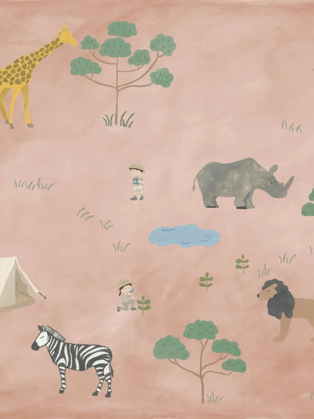 Nursery Peel-and-Stick Animal Safari Wallpaper